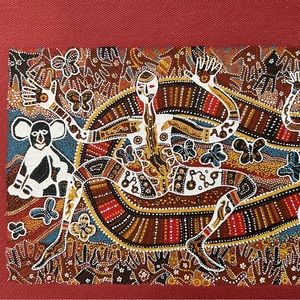 Vintage Australian Aboriginal Art titled Rainbow Serpent by Danny Eastwo…